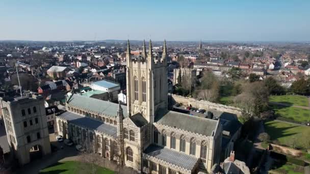 Drone Uitzicht Edmundsbury Cathedral Bury Edmunds Stad Suffolk Engeland — Stockvideo