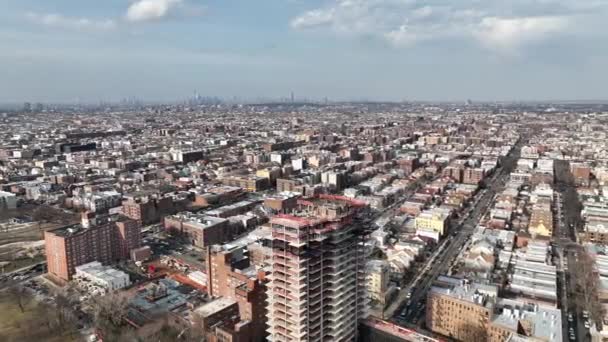 High Angle View Tall Building Still Process Being Built Brooklyn — 비디오