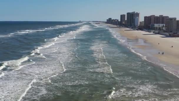 Drone Shot Waves Shoreline Daytona Beach — Stok video