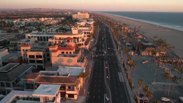 Hyper Lapse Downtown Huntington Beach Vid Solnedgången — Stockvideo