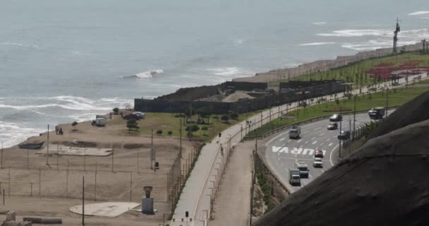 Highway Beach Costa Verde Miraflores Lima Peru — Stockvideo