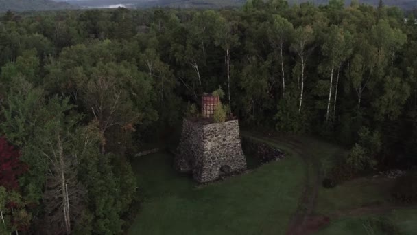 Katahdin Ironworks Ascending Aerial Revealing Pleasant River Woodland — Stok video