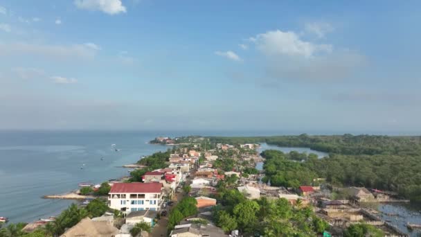 Drone Aerial View Rincon Del Mar Colombia Beachfront Buildings Mangroves — Video Stock