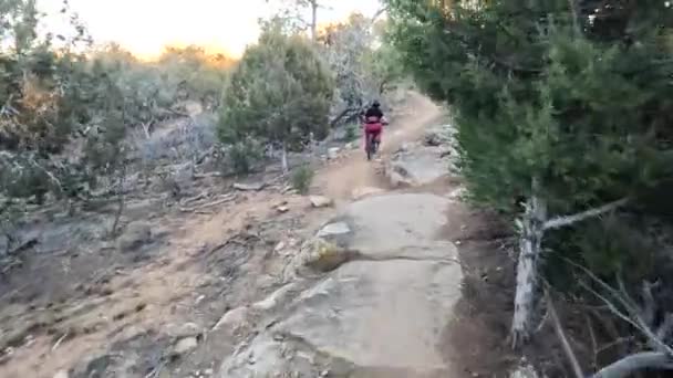 Dangerous Ride Rocky Surface Desert Trail Female Front Pov Shot — Stockvideo