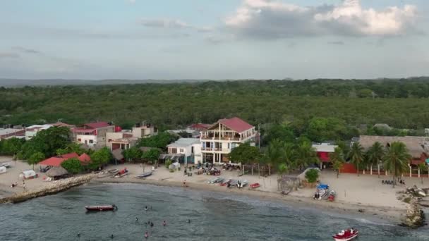 Caribbean Sea Colombian Coastline Aerial View Rincon Del Mar San — Wideo stockowe