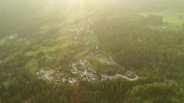 Volando Sobre Los Bosques Los Bosques Amanecer — Vídeos de Stock