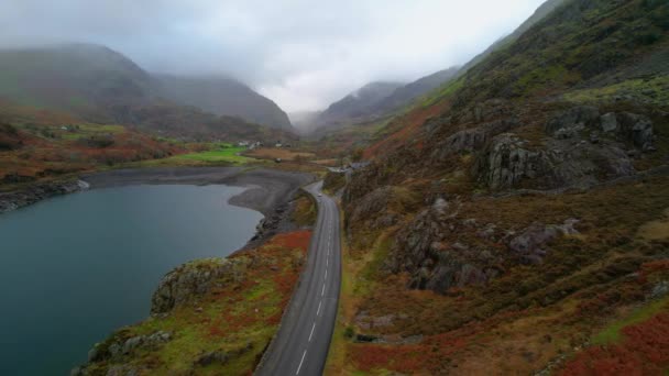 Panoramic Road Dinorwic Quarry Wales Aerial Drone View — Stok video