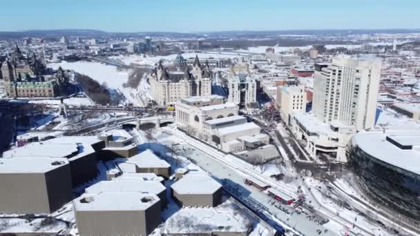 Aerial Freedom Convoy Protests Canada — ストック動画