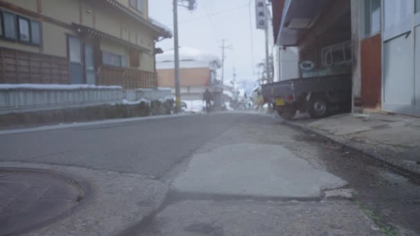 Vapor Geotérmico Escapando Calle Shibu Onsen Nagano Japón — Vídeos de Stock
