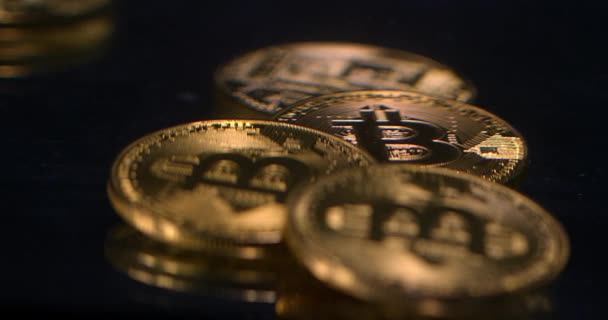 Cambio Foco Grupo Bitcoins — Vídeos de Stock