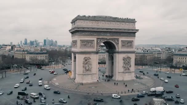 Drone Flying Triumphal Arch Paris — Vídeo de Stock