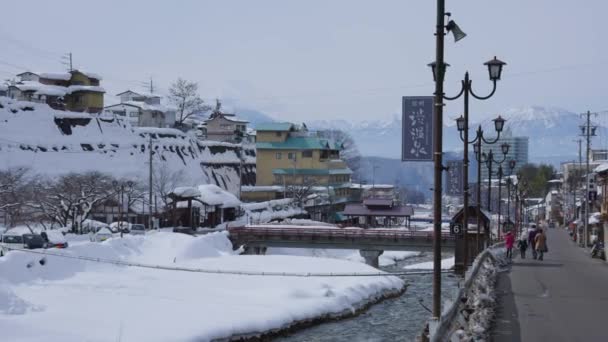 Shibu Onsen Zima Nagano Japonia Alpy Tle — Wideo stockowe