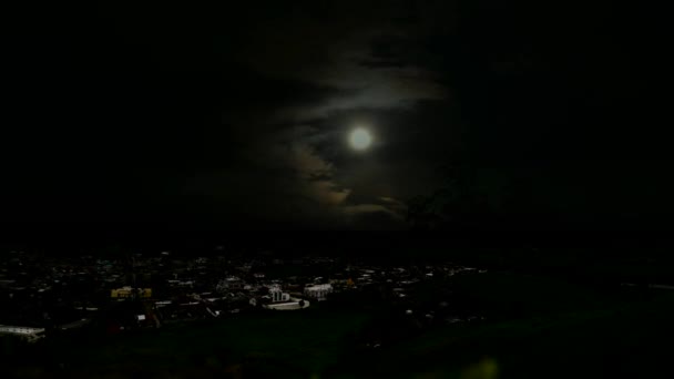 Night Moon Time Lapse Aerial View Moon Village — Vídeo de Stock