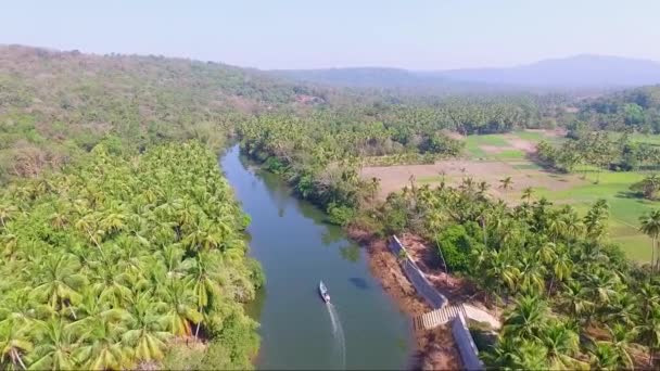 Drone Shot Aravali River Goa India — Stockvideo