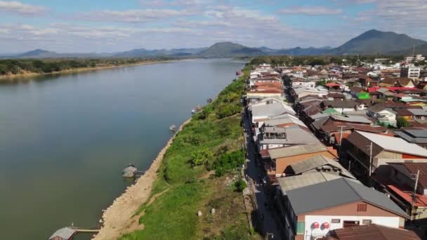 Letecké Záběry Směrem Horizontu Odhalující Tento Úžasný Výhled Laos Thajsko — Stock video