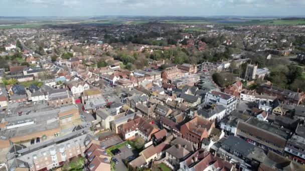 Royston Town Hertfordshire Aerial Drone Footage 2022 — Stok video