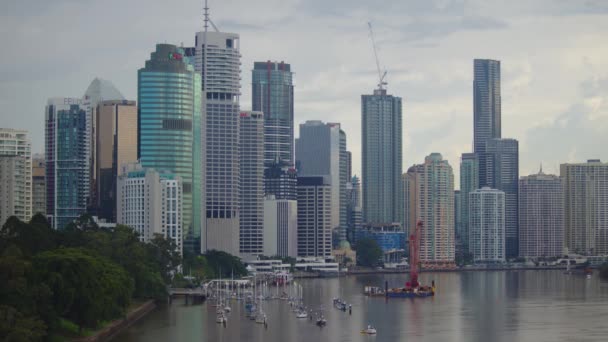 Shot Still Brisbane River Aftermath Recent 2022 Floods Boats Were — Stock video