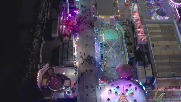 Aerial View Amusement Park Drone Flying Forward — Vídeo de Stock