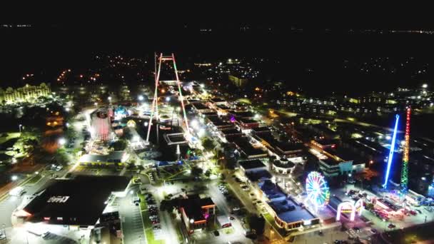 Old Town Amusement Park Kissimmee Orlando Aerial Night Orbit View — Vídeo de stock