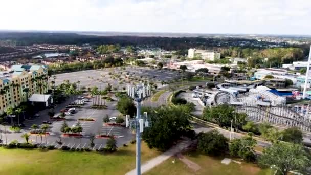 Telecommunication Tower Cellular Network Antenna City Background Aerial Orbit View — Stockvideo