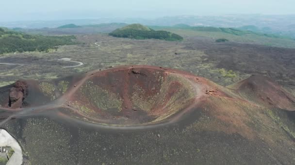 Drone Flying Crateri Silvestri Etna Volcano Italy — Wideo stockowe