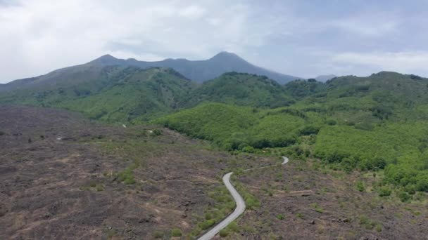 Drone Flying Road Etna Volcano Italy — Vídeos de Stock