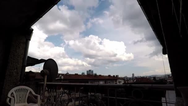 Timelapse Nuages Passant Par Balcon Sofia Bulgarie — Video