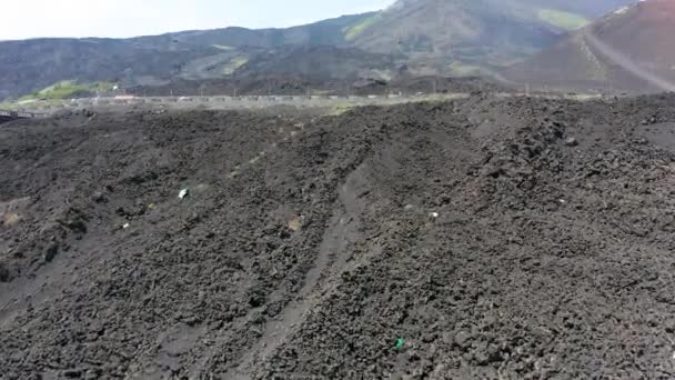 Drone Flying Crateri Silvestri Etna Volcano Italy — Wideo stockowe