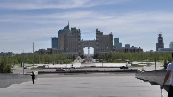 Modern New Futuristic Skyline Metropolitan City Center Main Road Central — Stock Video