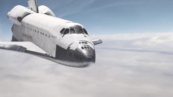 Ônibus Espacial Reentrando Atmosfera Através Das Nuvens — Vídeo de Stock
