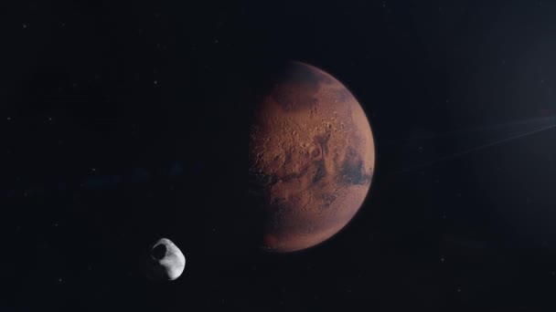 Mars Terraformée Monde Vert Luxuriant Avec Lune Phobos Orbite — Video