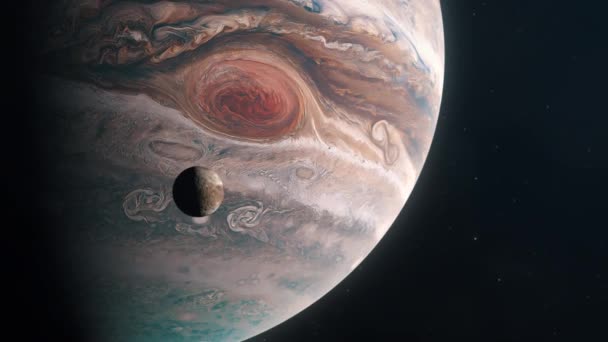 Moon Ganymede Orbiting Gas Giant Planet Jupiter — Video