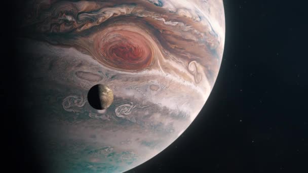 Moon Callisto Orbiting Gas Giant Planet Jupiter — Videoclip de stoc