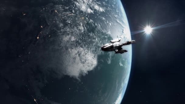 中美洲和南美洲上空的地球轨道未来的宇宙飞船 — 图库视频影像