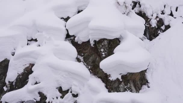 Schneeverwehungen Berghang Von Yamanouchi Japan — Stockvideo