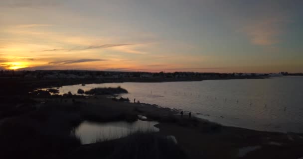 Erstaunlicher Sonnenuntergang Über Dem Stillen Salzsee Torrevieja Alicante Spanien Drohne — Stockvideo