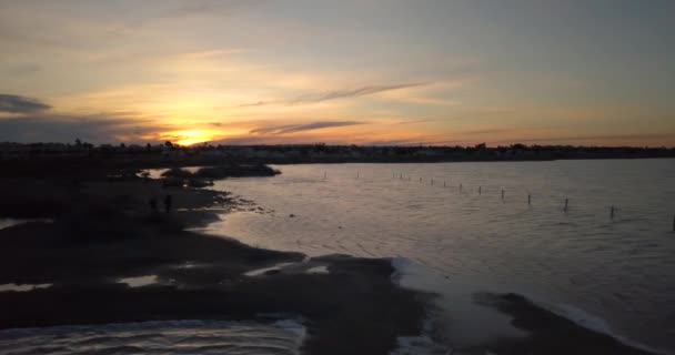 Calm View Sunset Las Salinas Torrevieja Natural Park Spain Aerial — Vídeos de Stock