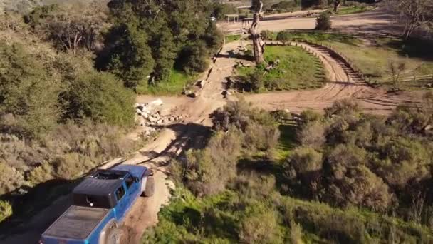 Roader Pick Truck Driving Extreme Course Aerial View — Vídeo de stock