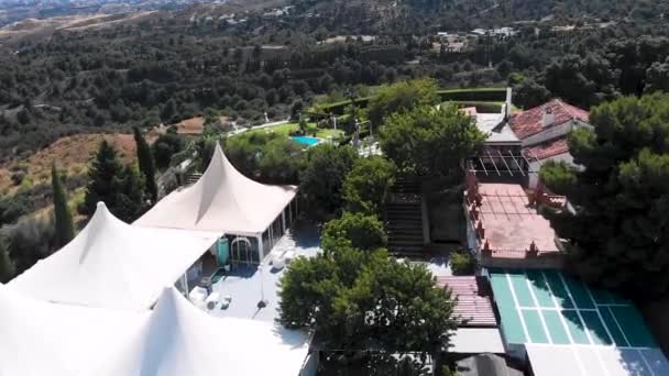 Forward Flying Drone Shot Finca Wedding Venue Southern Spain Showing — Vídeos de Stock