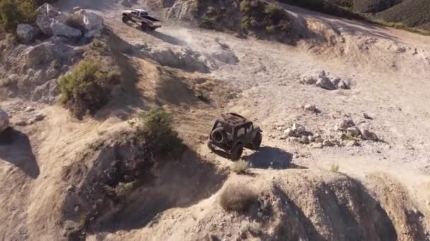 Extreme Obstacle Track Road Vehicle One Driving Aerial Drone View — Video