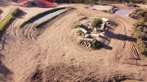 Road Obstacle Training Track Fly Aerial View — Video