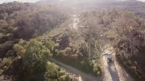 Group 4X4 Training Road Course Track Aerial Drone View — Video