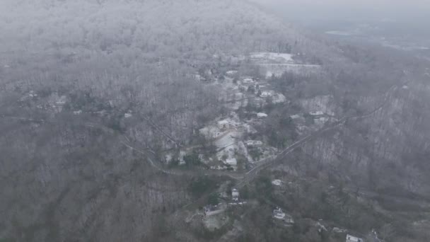 Aerial Video Lookout Mountain Chattanooga Snow Everywhere Winter — Stock video