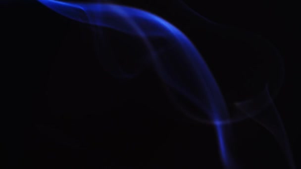 Abstraktní Modrý Barevný Kouř Černým Pozadím Zpomaleném Filmu Realistický Oblak — Stock video