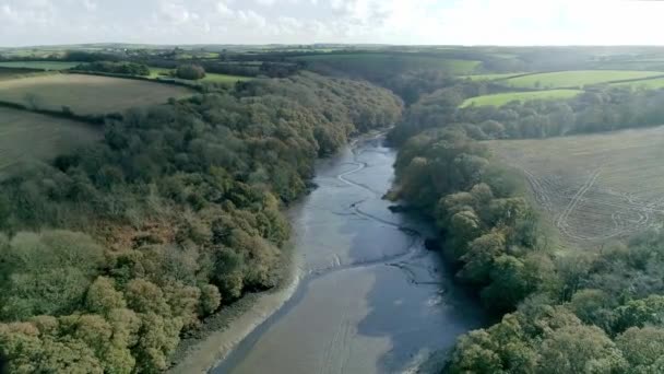 Luftaufnahme Des Berühmten Französischen Baches Cornwall — Stockvideo