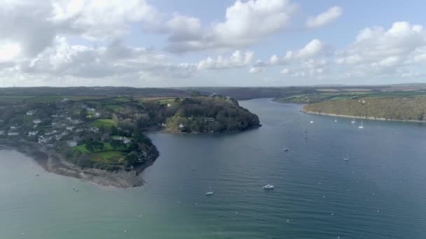 Vista Aerial Vilage Helford Helford River — Stockvideo