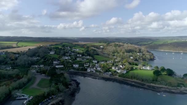 Wide Aerial View Helford Village Cornwall — Vídeo de Stock