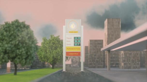 创纪录的高油价和不断上升 背景变成红色 危机概念的象征 3D动画 — 图库视频影像