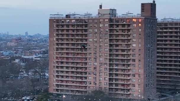 Aerial View Calvert Vaux Park Brooklyn Cloudy Evening Drone Camera — Vídeo de Stock