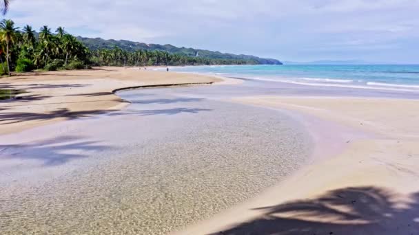 Calm Tropical Beach People Creek Runoff Sea Dominican Republic — Wideo stockowe